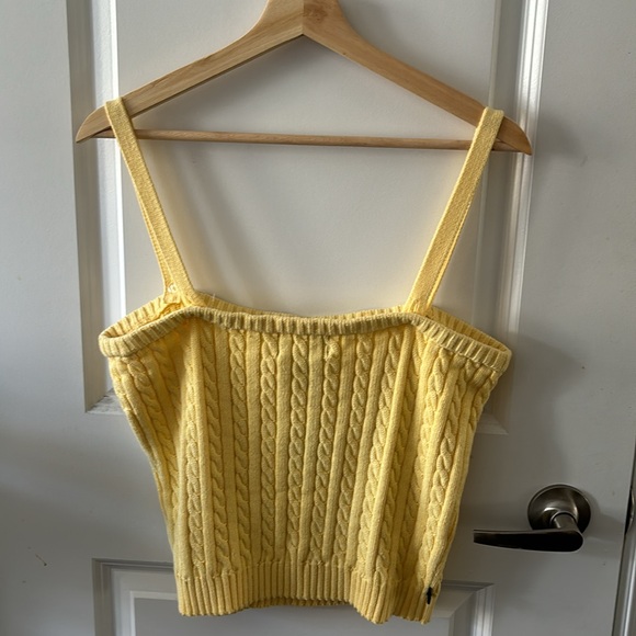Vintage Lauren Ralph Lauren Soft Yellow Cable Knit Cropped Sweater Size L - Picture 7 of 10